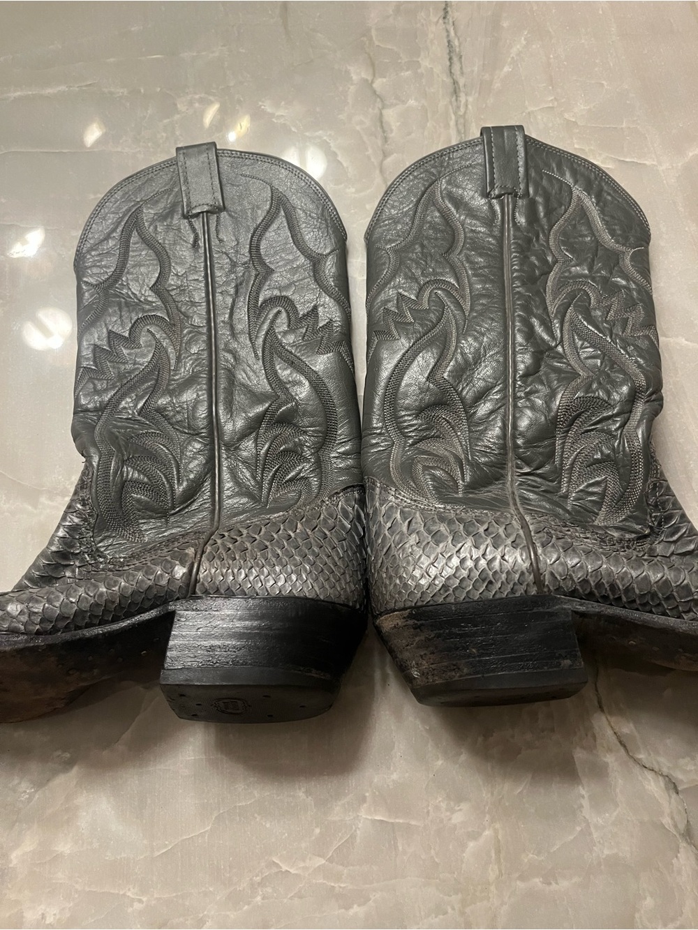 Nocona grey Embossed Leather Cowboy Boots